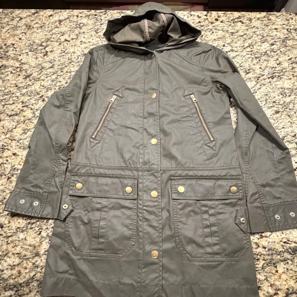 J.Crew Womens Olive Green Hooded Field Parka Jacket XS Utility Anorak Coat ws